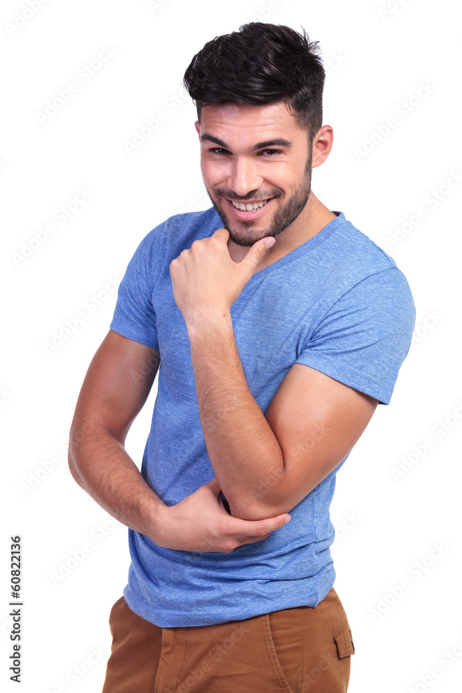 happy pensive casual man smiling happy pensive casual man smiling