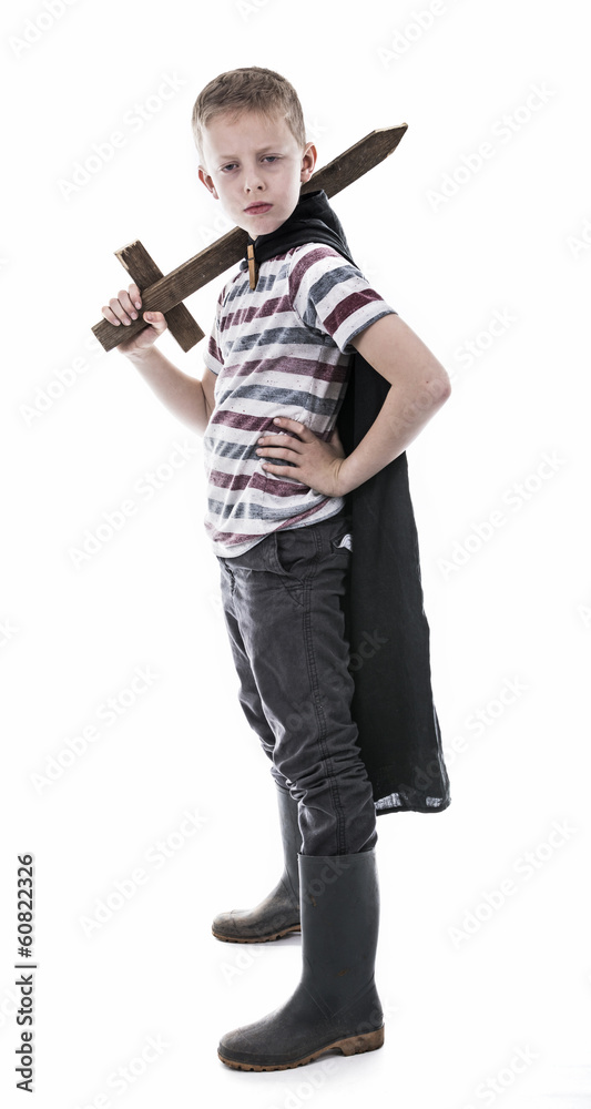Kid dressed up as Superhero. Old style Kid dressed up as Superhero. Old style