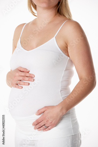 Wallpaper Mural Close Up Studio Portrait Of 5 months Pregnant Woman Wearing Whit Torontodigital.ca