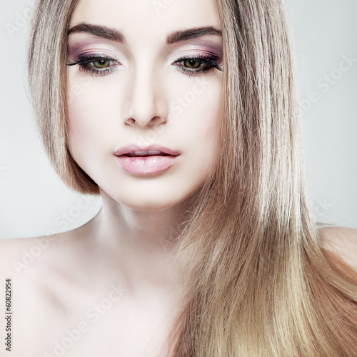 Closeup portrait of sexy whiteheaded young woman 