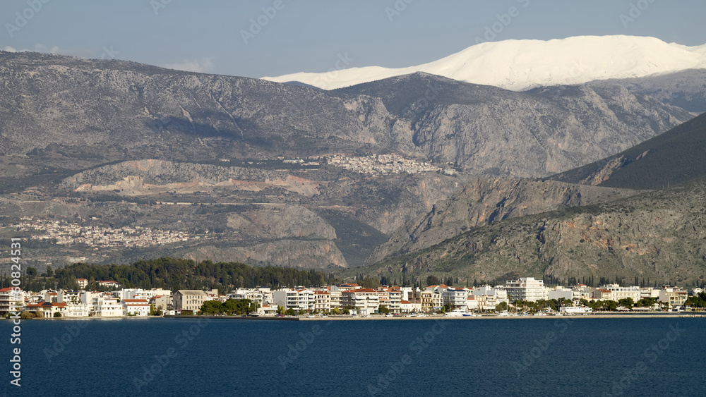 Itea Town and Parnassos Mountain, Greece