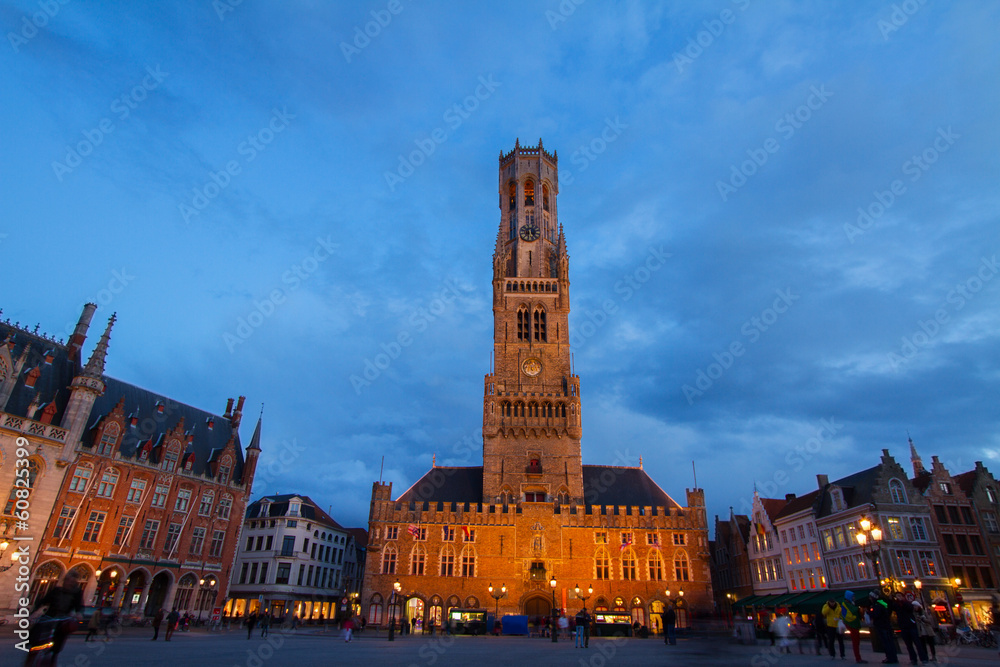 Belfry of Bruges at Grote Markt, Belgium