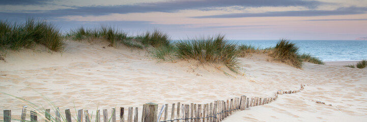 Sierkussen Bordeaux Panorama zandduinen op strand bij zonsopgang  © veneratio