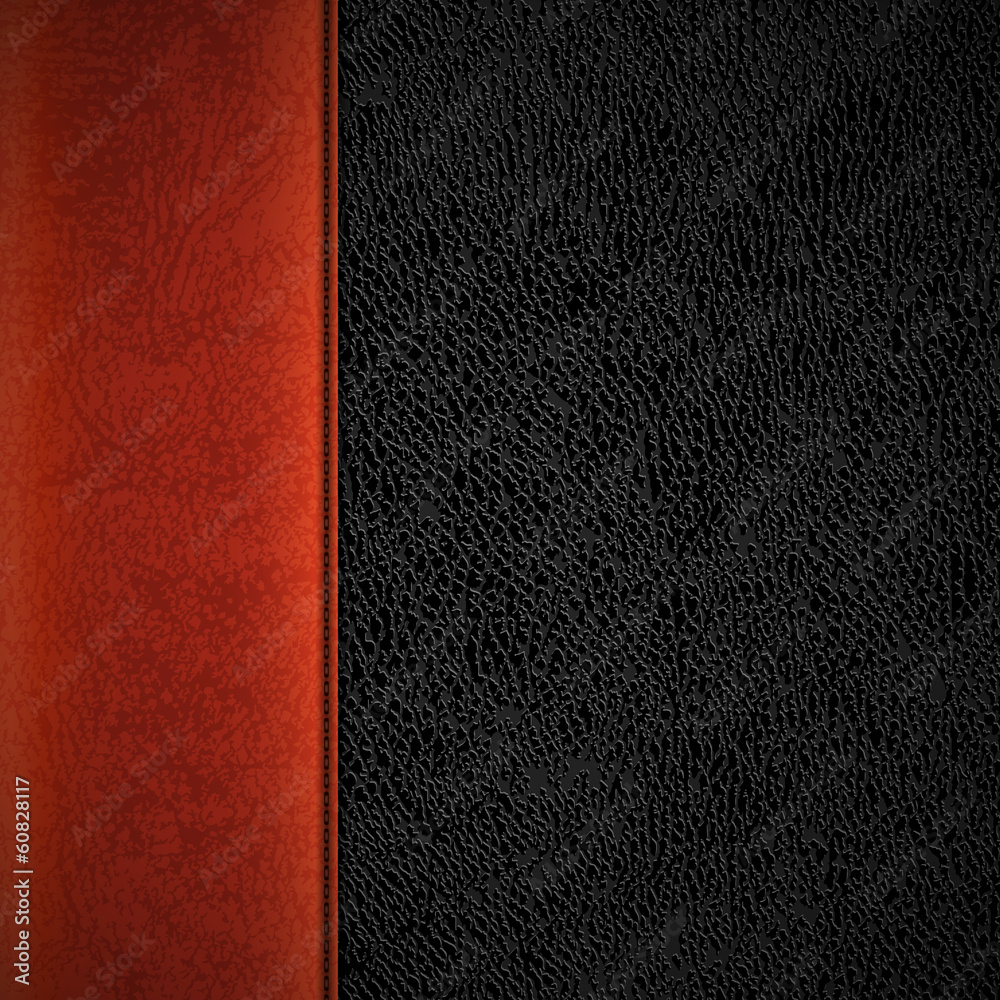 Fototapeta premium Leather Texture Background with Stitched Red Stripe - eps10