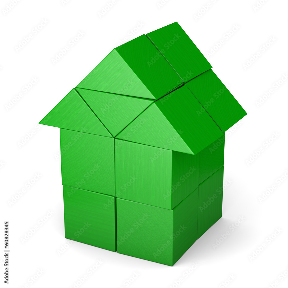 Green house made of cubes Green house made of cubes