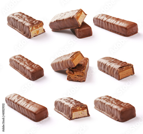 Chocolate bar set with clipping path.