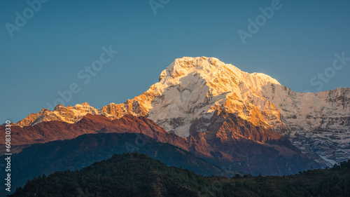 The Annapurna South in Nepal at sunrise