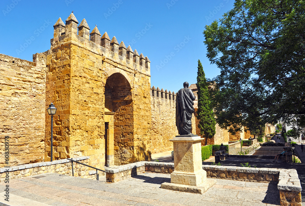 Seneca, Almodovar gate, ramparts of Cordoba, Spain