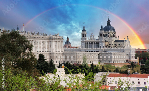 Madrid, Almudena Cathedral wtih rainbow, Spain #60830900
