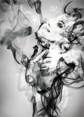 Leinwandbilder Aquarell Gesicht abstract  woman portrait . watercolor illustration  © Anna Ismagilova