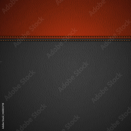 Leather Texture Background with Stitched Red Stripe