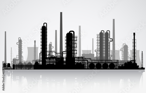 Oil refinery silhouette. Vector illustration.