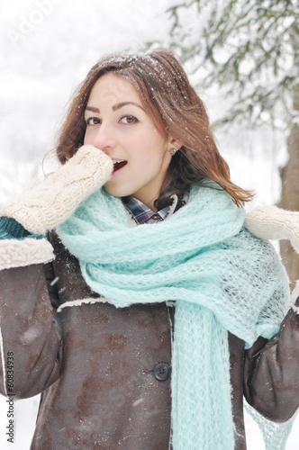 young beautiful girl in winter