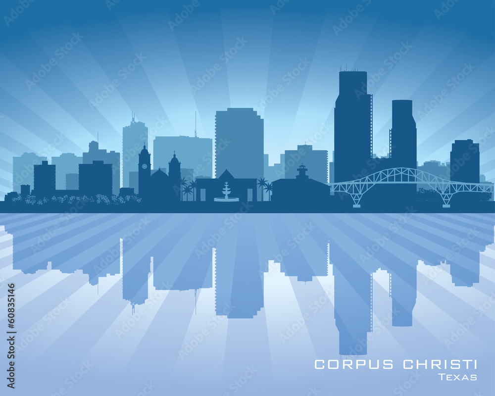 Corpus Christi Texas city skyline vector silhouette