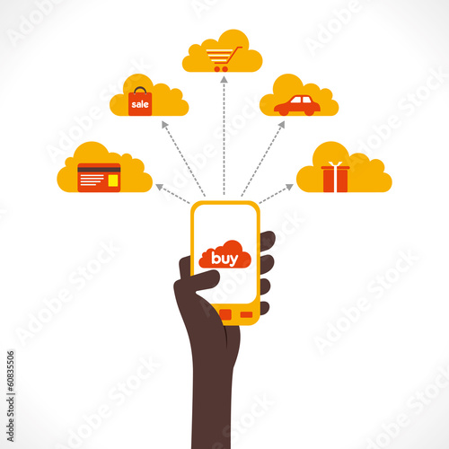 buy on-line product using mobile concept vector