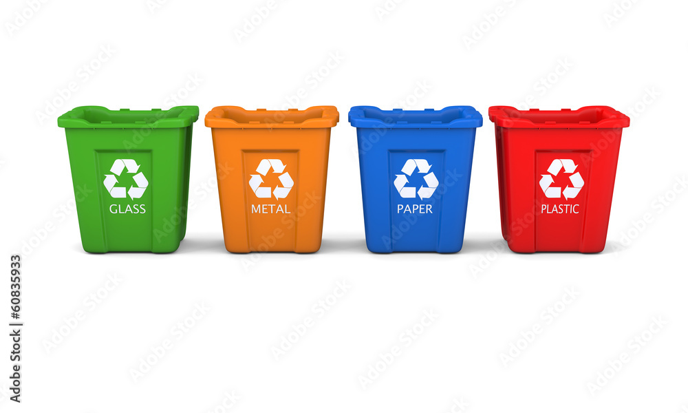 Set of recycling bins Set of recycling bins