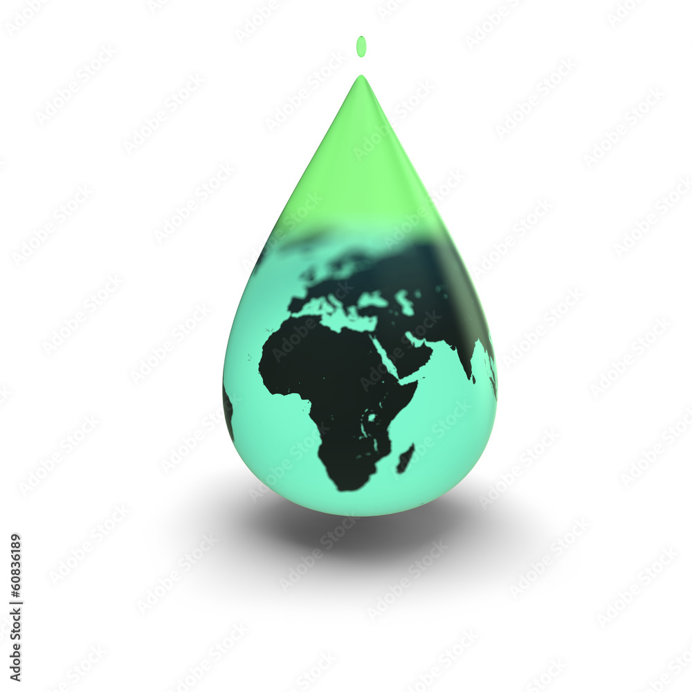 Obraz premium Earth inside green water drop
