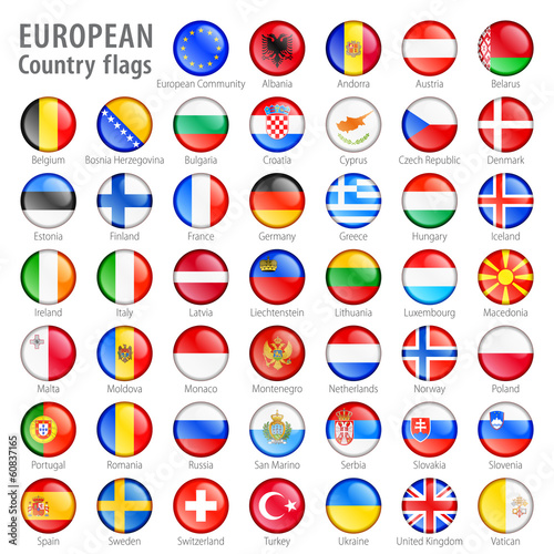 European National Flag Buttons Set photo