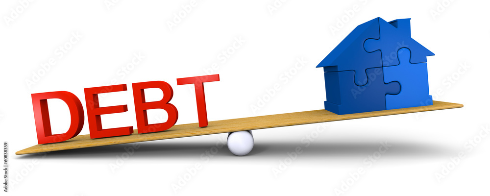 Εκτύπωση καμβά Debt versus house