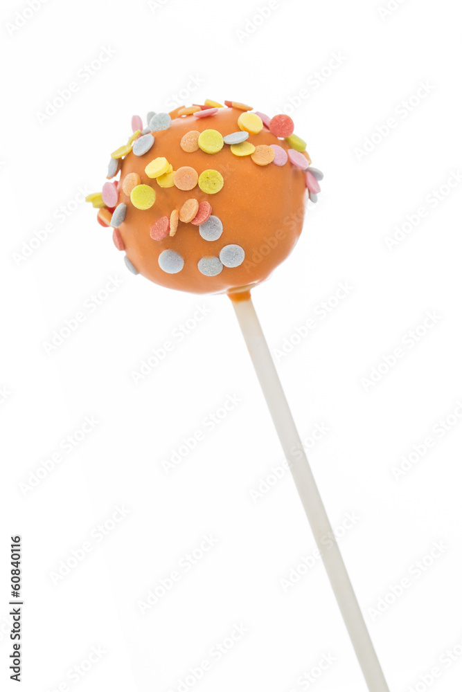 Cake Pop orange mit bunten Streuseln Cake Pop orange mit bunten Streuseln