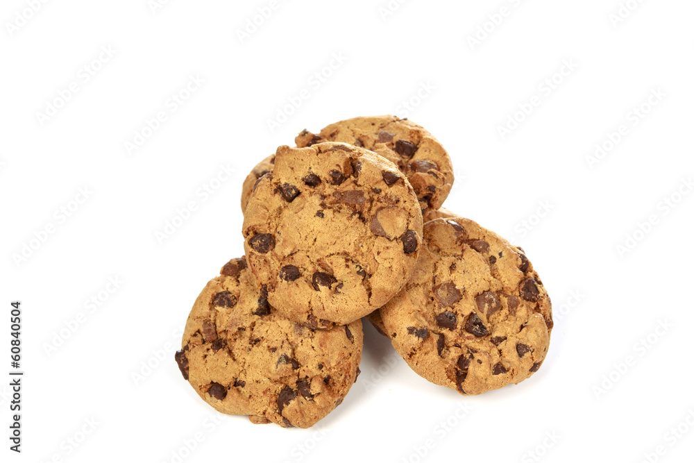 Chocolate chip cookies on white background Chocolate chip cookies on white background