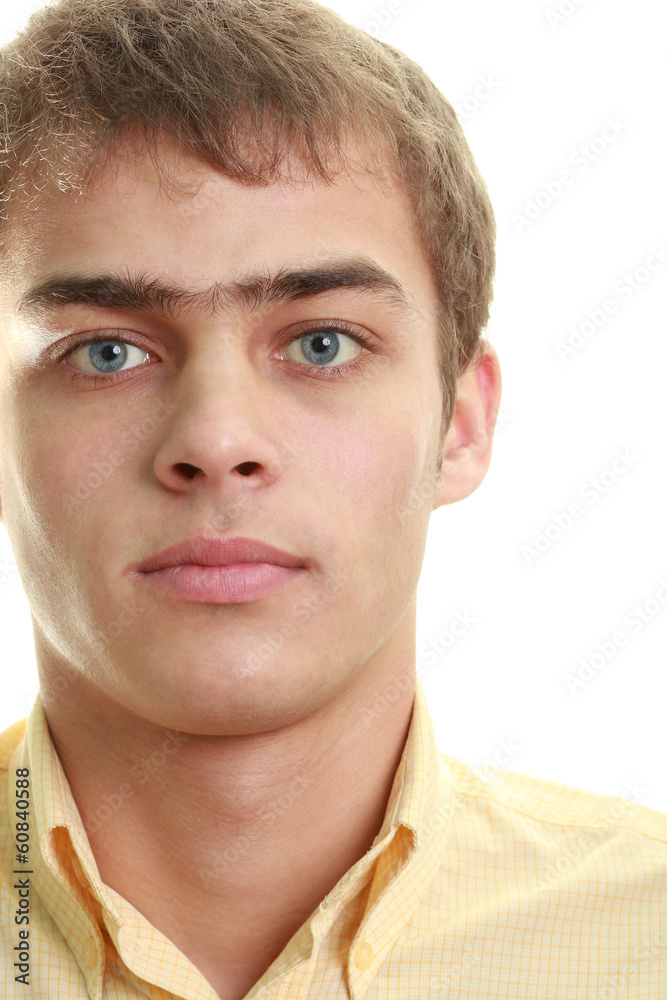 Naklejka premium Young guy on an isolated white background