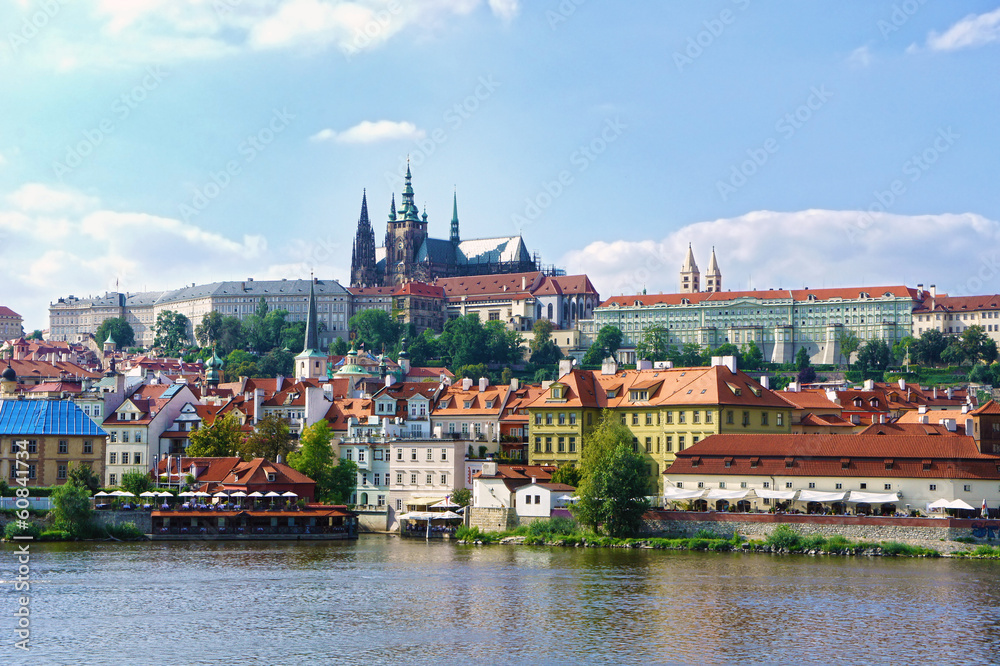 View on the Prague gothic Castle above River Vltava