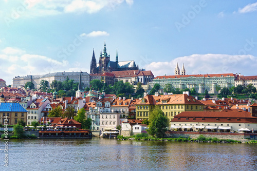 Photography View on the Prague gothic Castle above River Vltava