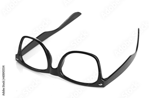 black glasses on a white background