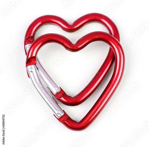 two heart shaped carabiner one above the other