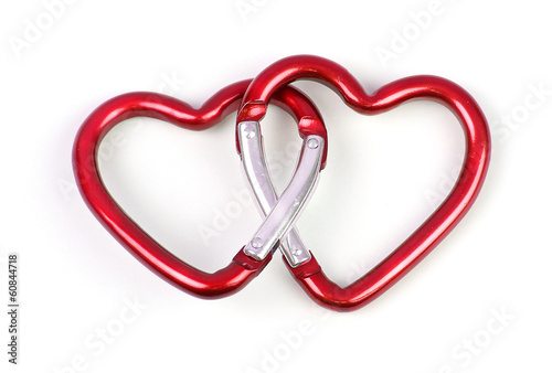 two linked heart shaped carabiner photo