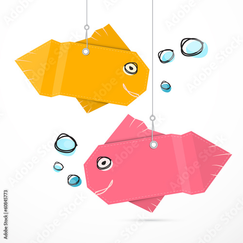 Paper Fish Hang on Strings with Bubbles