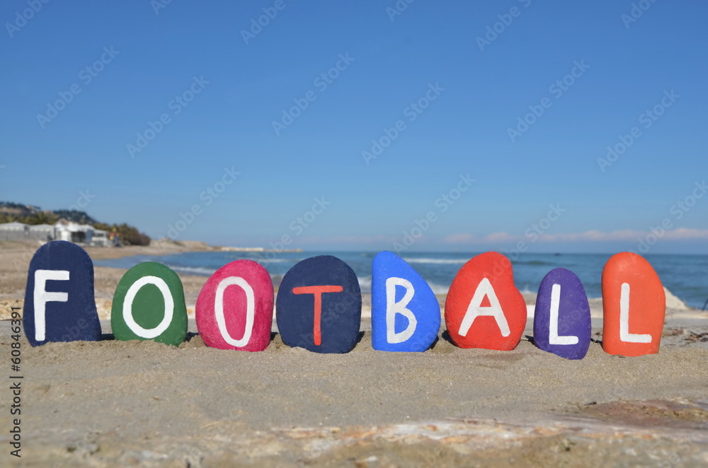 Football concept on colourful stones