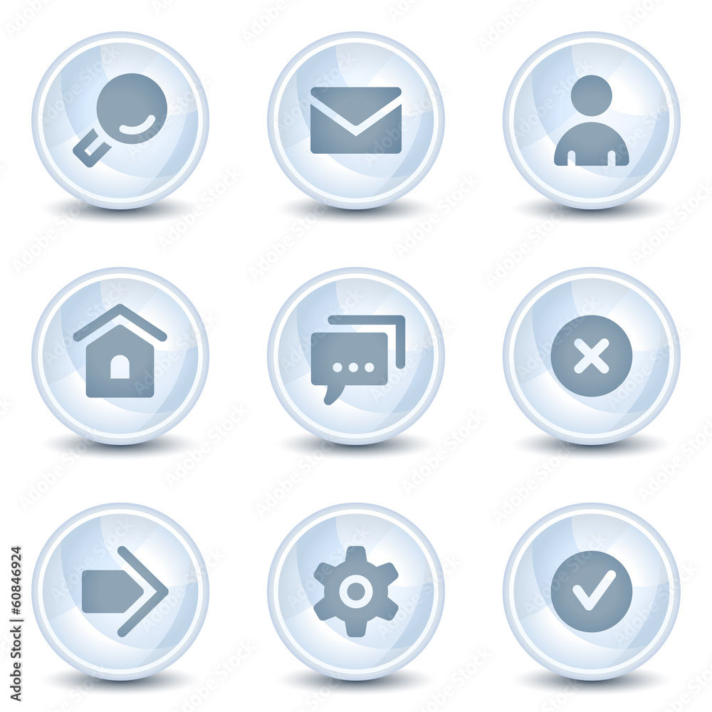 Basic web icons, light blue glossy circle buttons Basic web icons, light blue glossy circle buttons