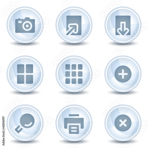 Image viewer web icons, light blue glossy circle  buttons