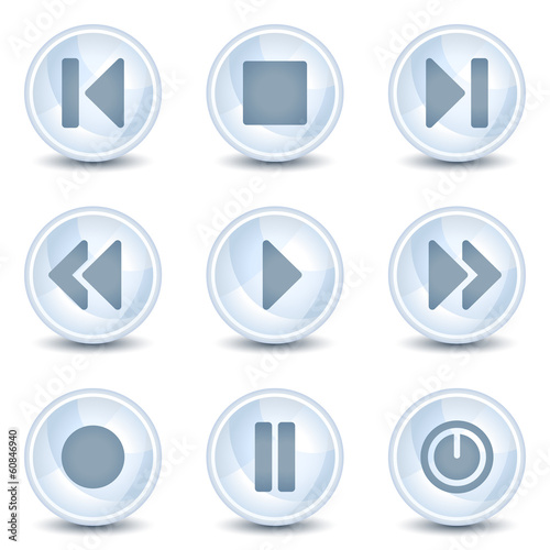 Free Download Media player web icons, light blue glossy circle  buttons - GFXLoad