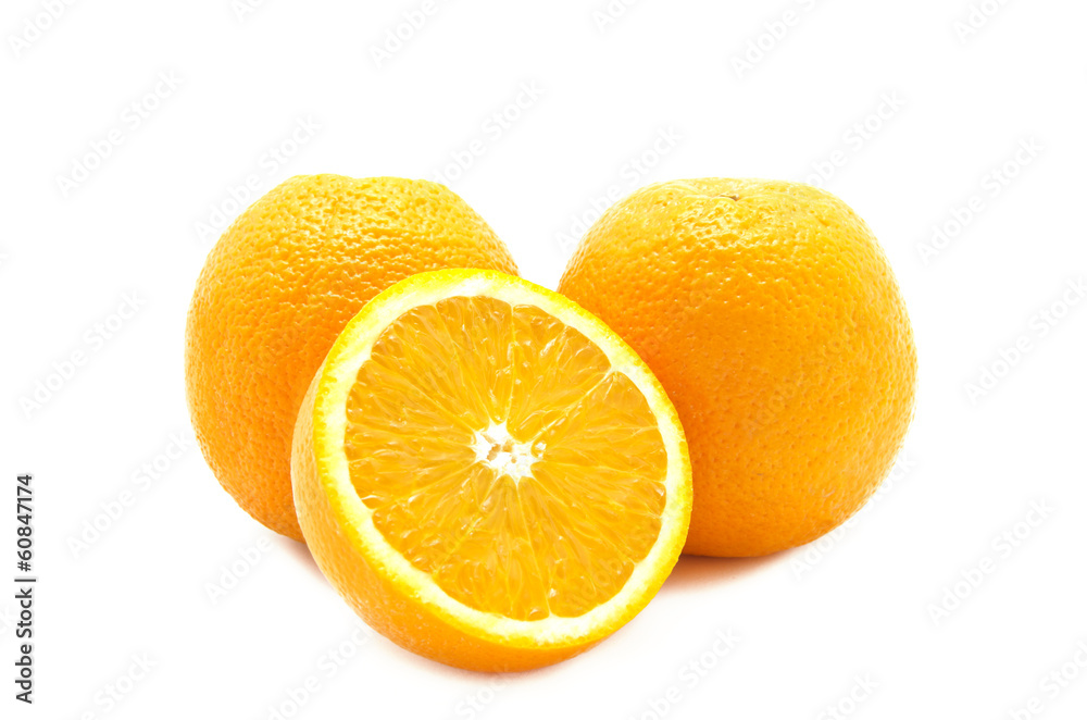 Two Slices of Orange Isolated on White Background Two Slices of Orange Isolated on White Background