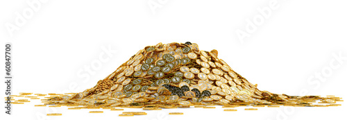 Big pile of golden Bitcoins