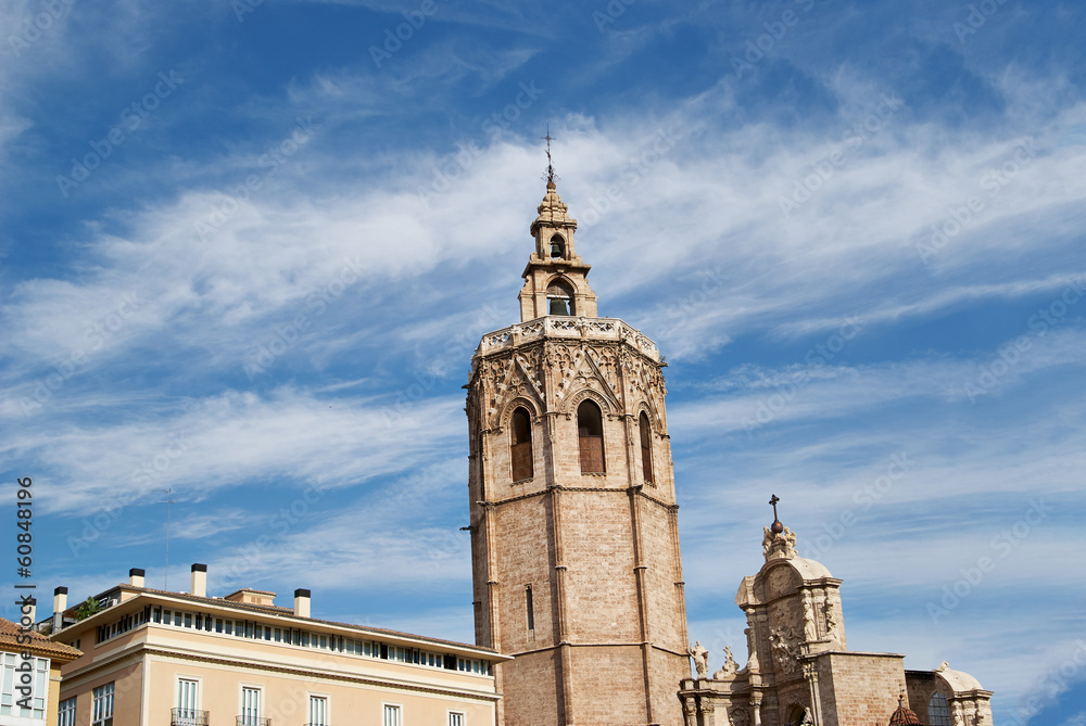 Valencia, Spain, facade of the Cathedral Church.