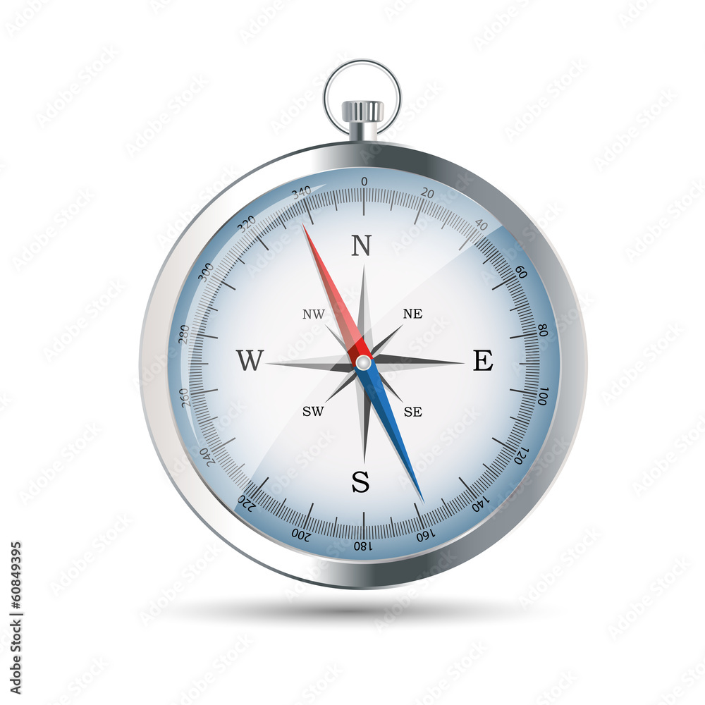 Glossy Compass. Vector Illustration.
