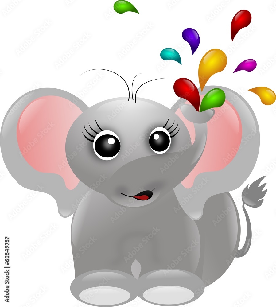 Elephant with colored fountain Elephant with colored fountain