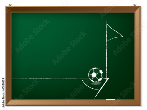 Soccer ball and flag in corner