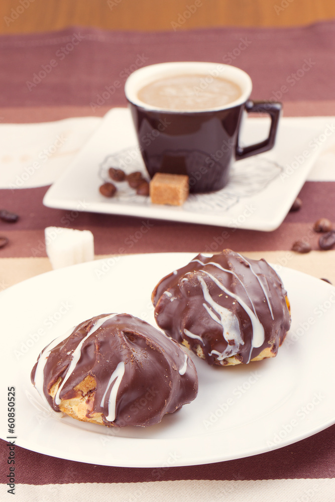 chocolate cupcake and a coffee