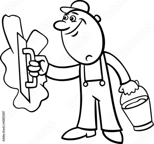 worker with plaster coloring page