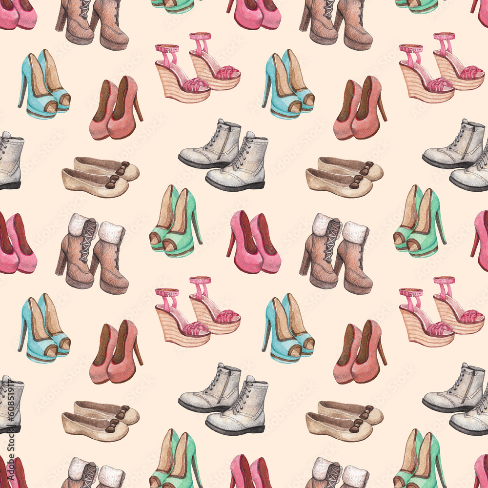 Seamless pattern with shoes illustration Seamless pattern with shoes illustration