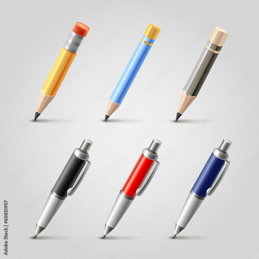 Vector pen and pencil icons set Vector pen and pencil icons set