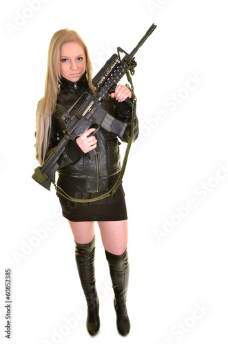 beautiful sexy girl holding gun