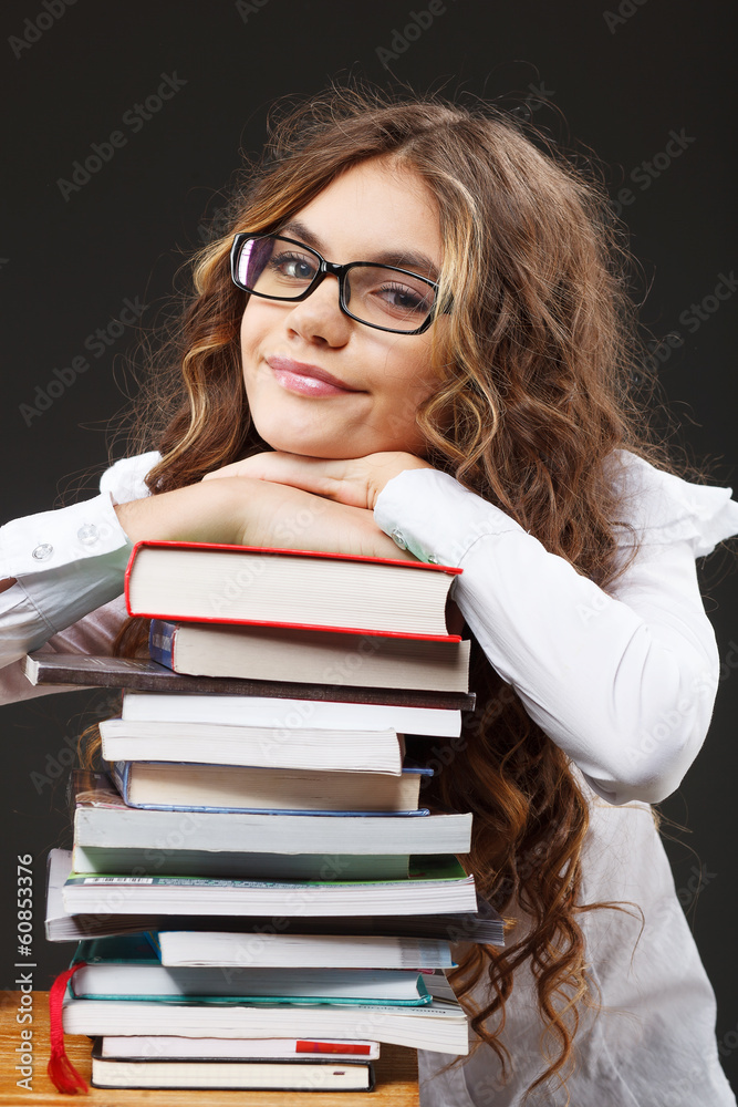 School girl with books School girl with books
