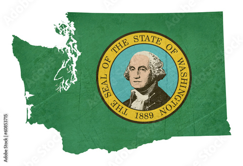 Grunge state of Washington flag map