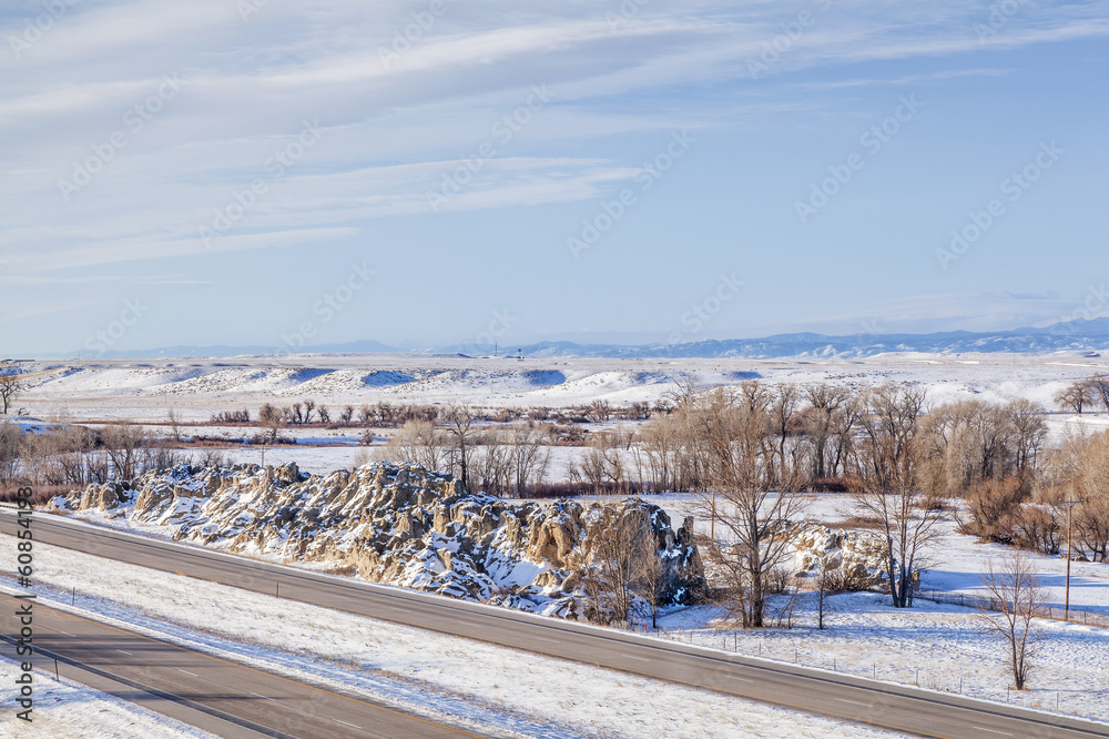 Colorado freeway at winter